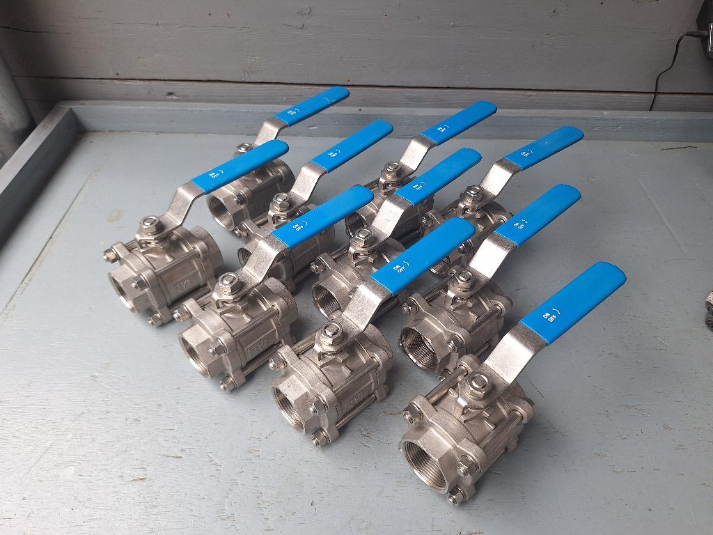 10x RVS 3-delige kogelkraan WOG 1½", Ophalen of Verzenden, Nieuw