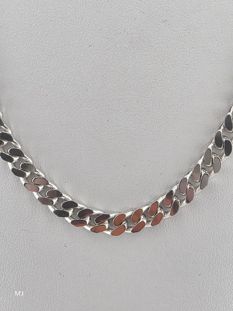 Zilveren gourmet collier                                Z119, Sieraden, Tassen en Uiterlijk, Kettingen, Gebruikt, ., Ophalen of Verzenden