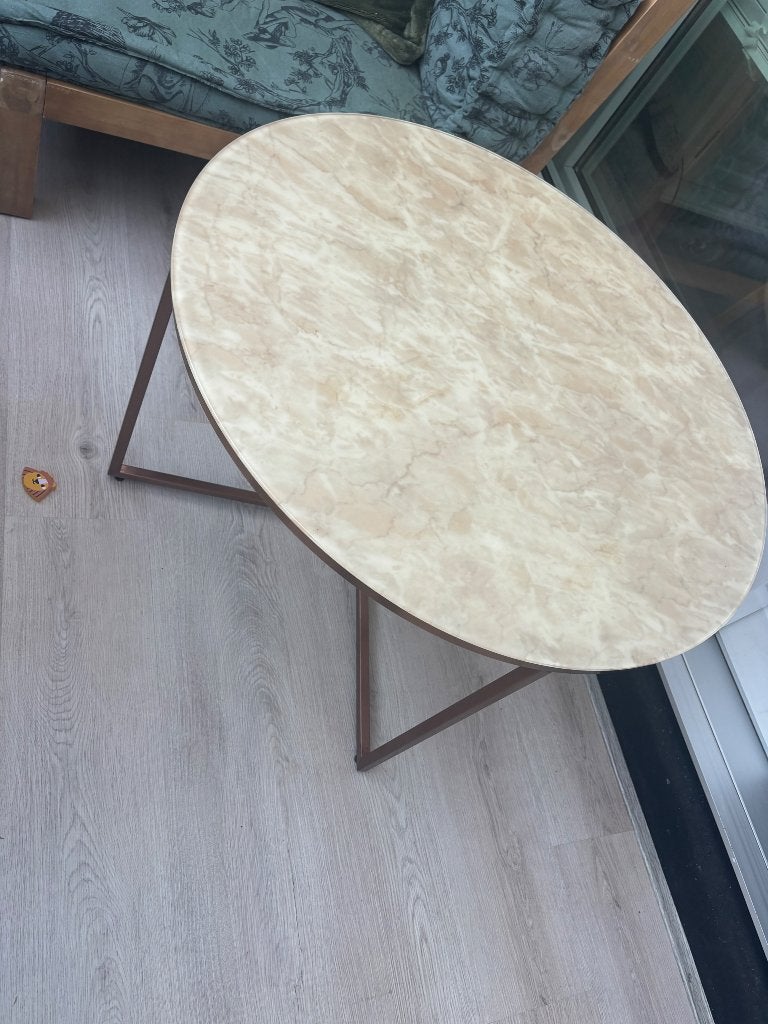 Westwing marmeren tafel, Huis en Inrichting, Ophalen, 100 tot 150 cm, Rond, Zo goed als nieuw