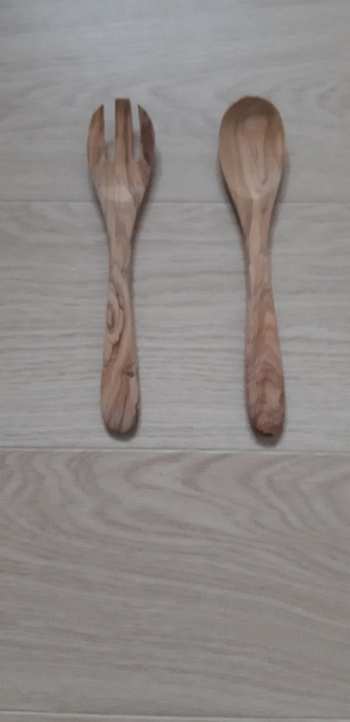 Olijfhouten slacouvert - 3 tand - 25 cm, Overige typen, Hout, Nieuw, Ophalen of Verzenden
