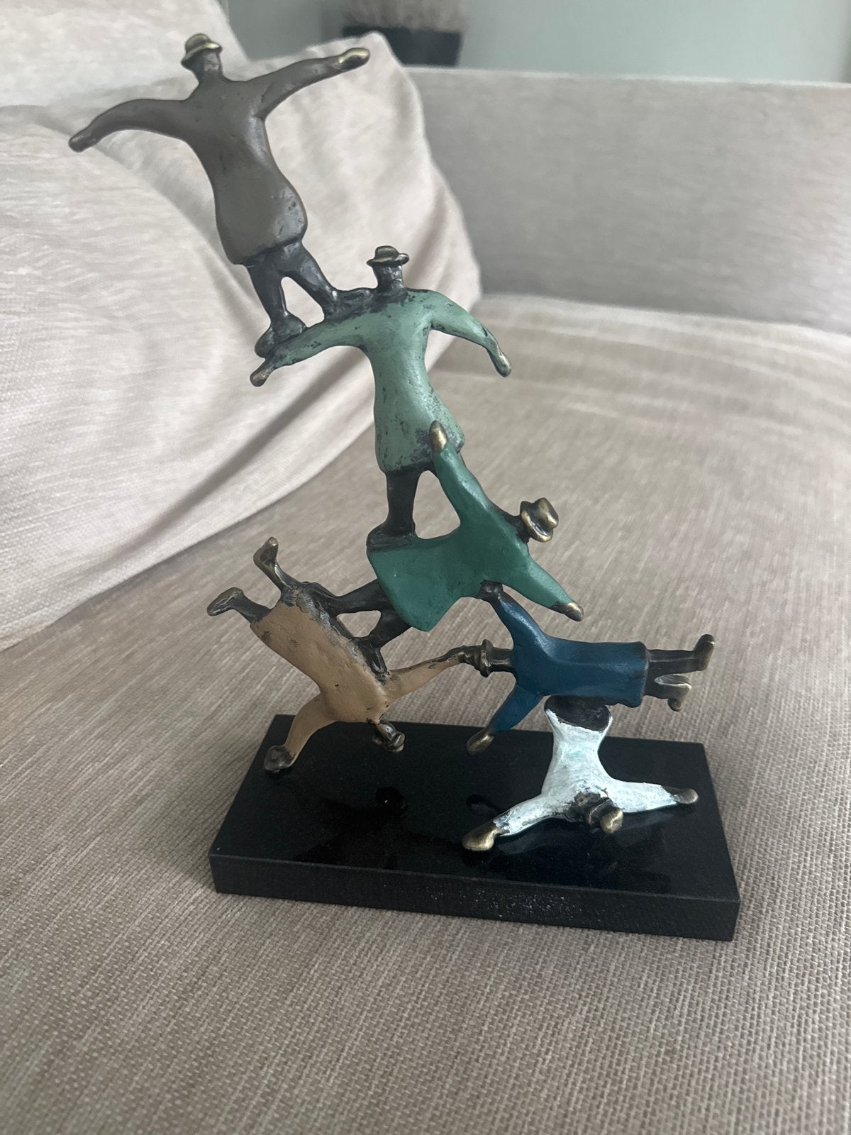 Artihove Bronzen Beeld: Menselijke Toren, Groep mensen, Ophalen of Verzenden, 20 - 50 cm, Beeld
