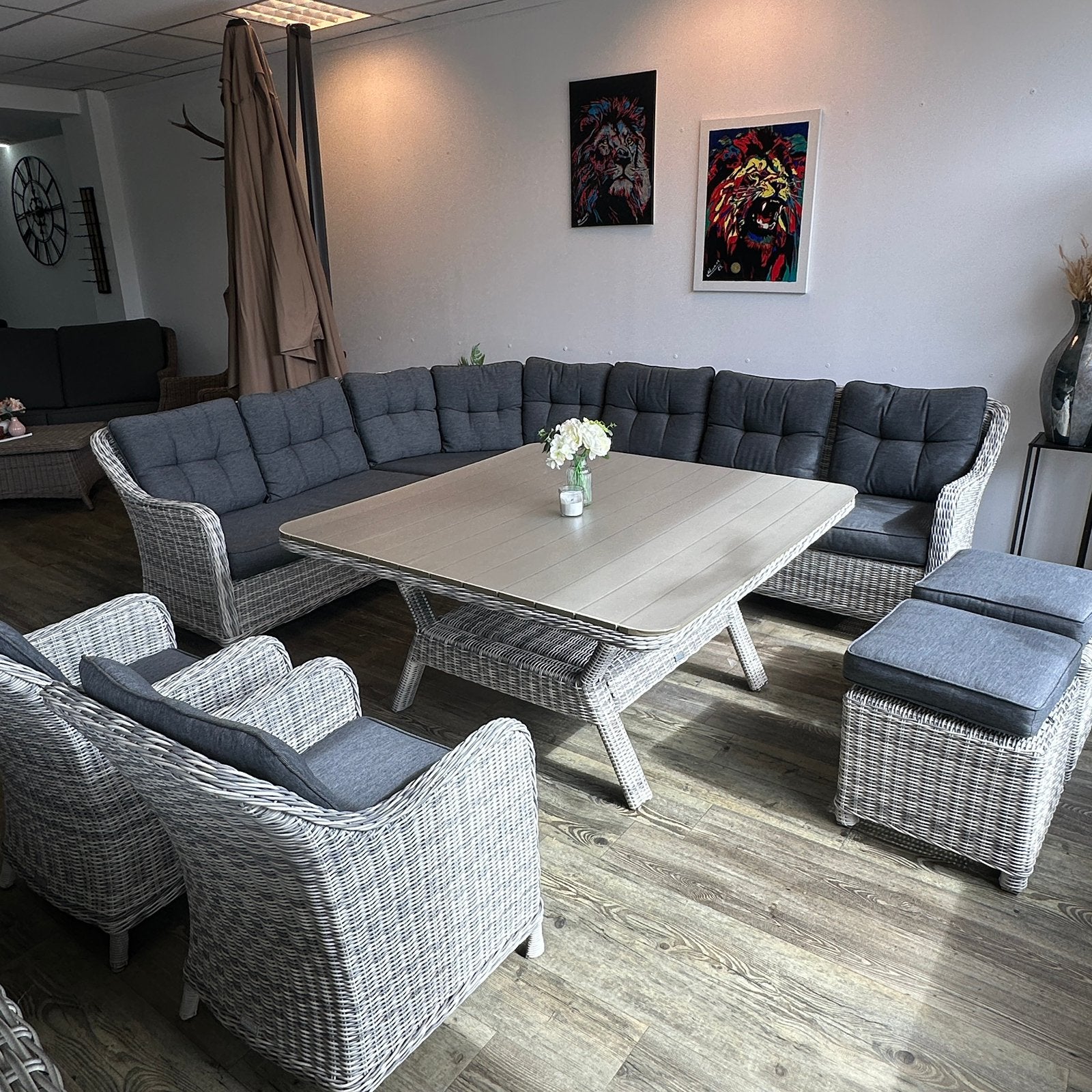 XL Wicker Dining Loungeset / Tuinset + 2 Stoelen, Gebruikt, Verzenden, ., .