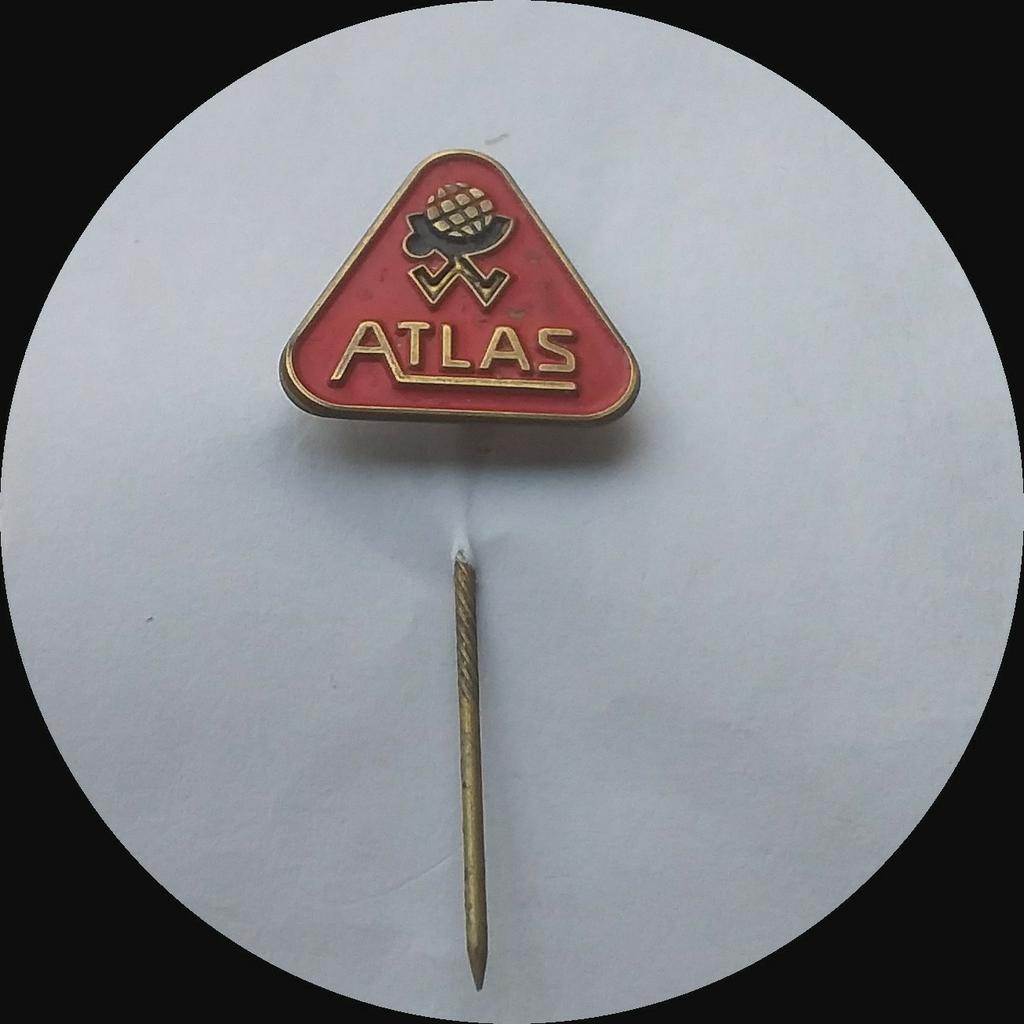 ATLAS wegenbouw machine speldje, Ophalen of Verzenden, Zo goed als nieuw, Transport, Speldje of Pin