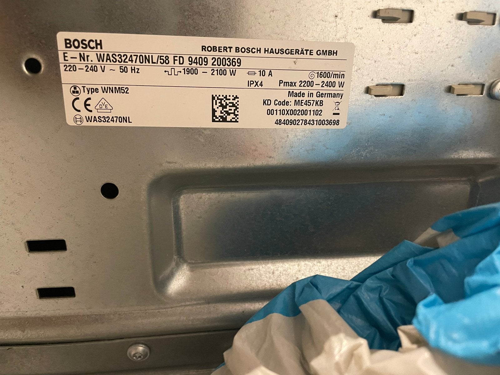 Bosch Wasmachine Logixx 8 - Waterslang defect, Ophalen, Gebruikt, 8 tot 10 kg, 1600 toeren of meer