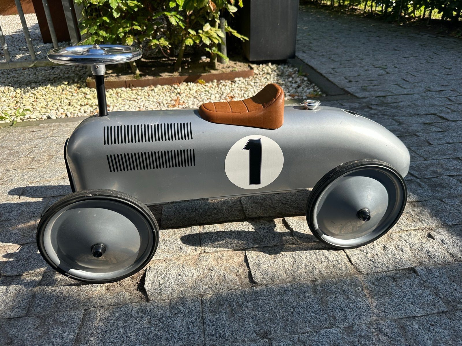 Loopauto Zilver - Klassieke Raceauto voor Kinderen, Ophalen of Verzenden, Gebruikt