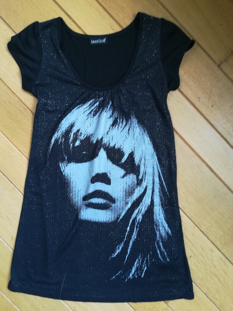 LAURA SCOTT jurk t- shirt zwart grijs gezicht maat 34 - nieu, Zwart, Ophalen of Verzenden, Zo goed als nieuw, Korte mouw