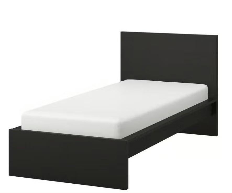 Ikea Malm 1-persoonsbed, Huis en Inrichting, Ophalen, 90 cm, Eenpersoons, Zwart