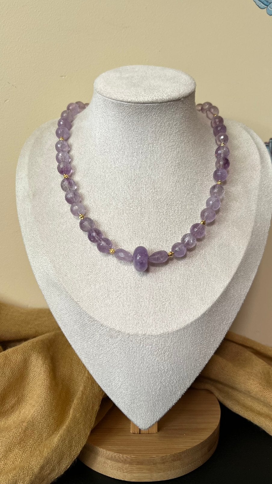 Lavendelkwarts amethist rozenkwarts beschermt liefde vrede, Sieraden, Tassen en Uiterlijk, Kettingen, Paars, Nieuw, Verstelbaar