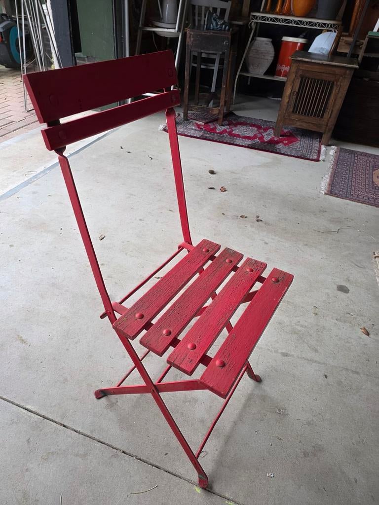 Brocante bistro stoel, Tuin en Terras, Tuinstoelen, Ophalen of Verzenden, Gebruikt, Metaal