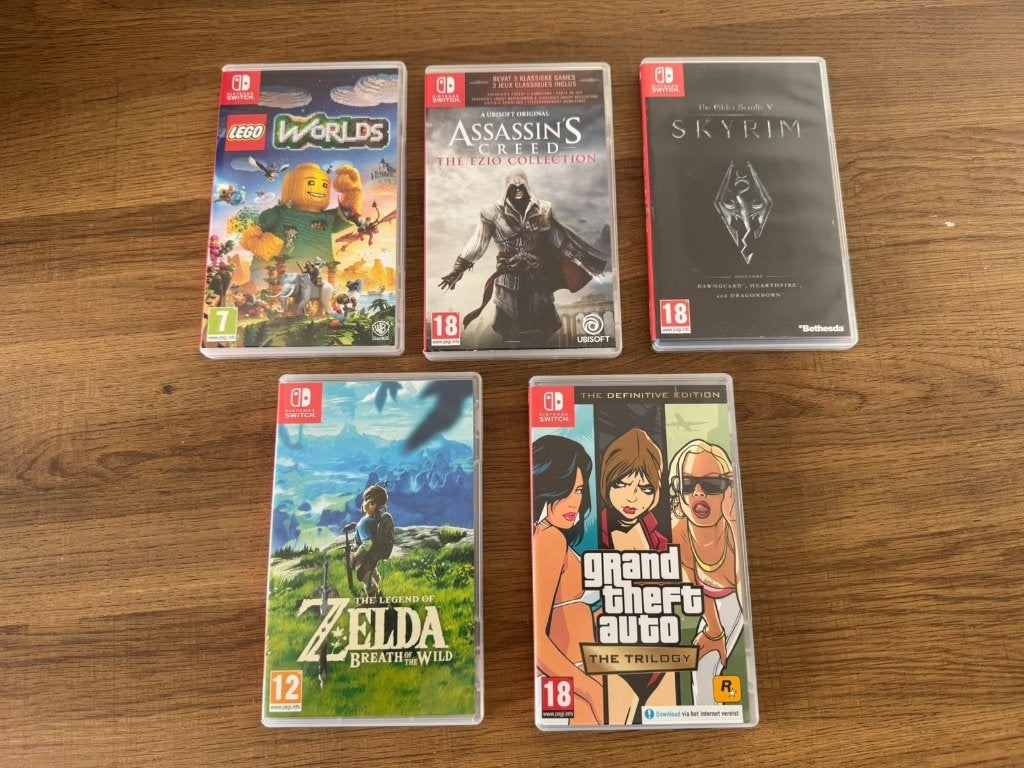 5 Switch games – Zelda, Skyrim, GTA, Assassin’s Creed, LEGO, Spelcomputers en Games, Overige genres, 1 speler, Ophalen of Verzenden