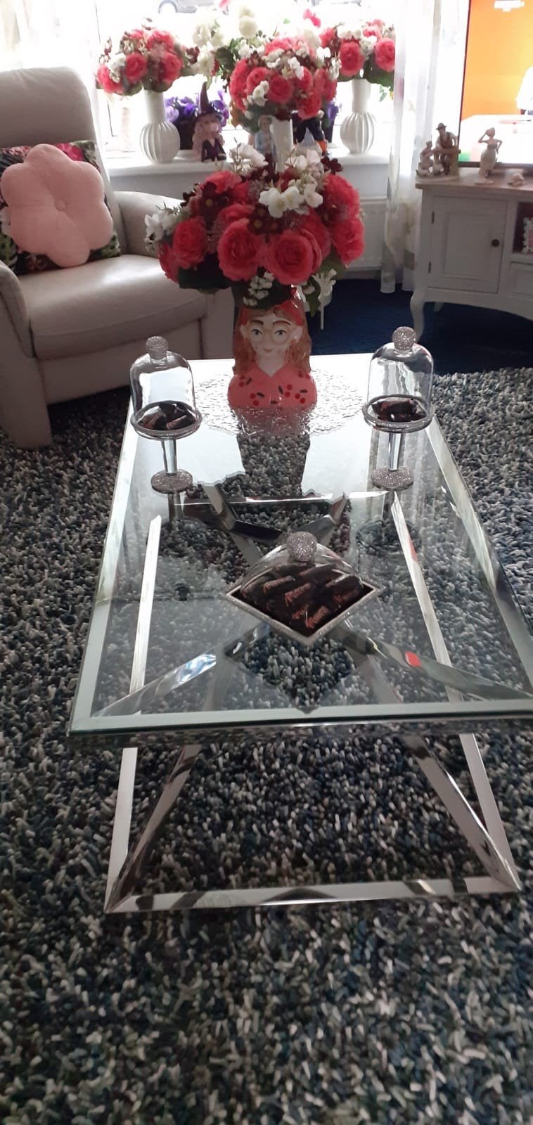 Salontafel en TV-meubel set - Modern en stijlvol, Gebruikt, 100 tot 150 cm, Glas, Rechthoekig