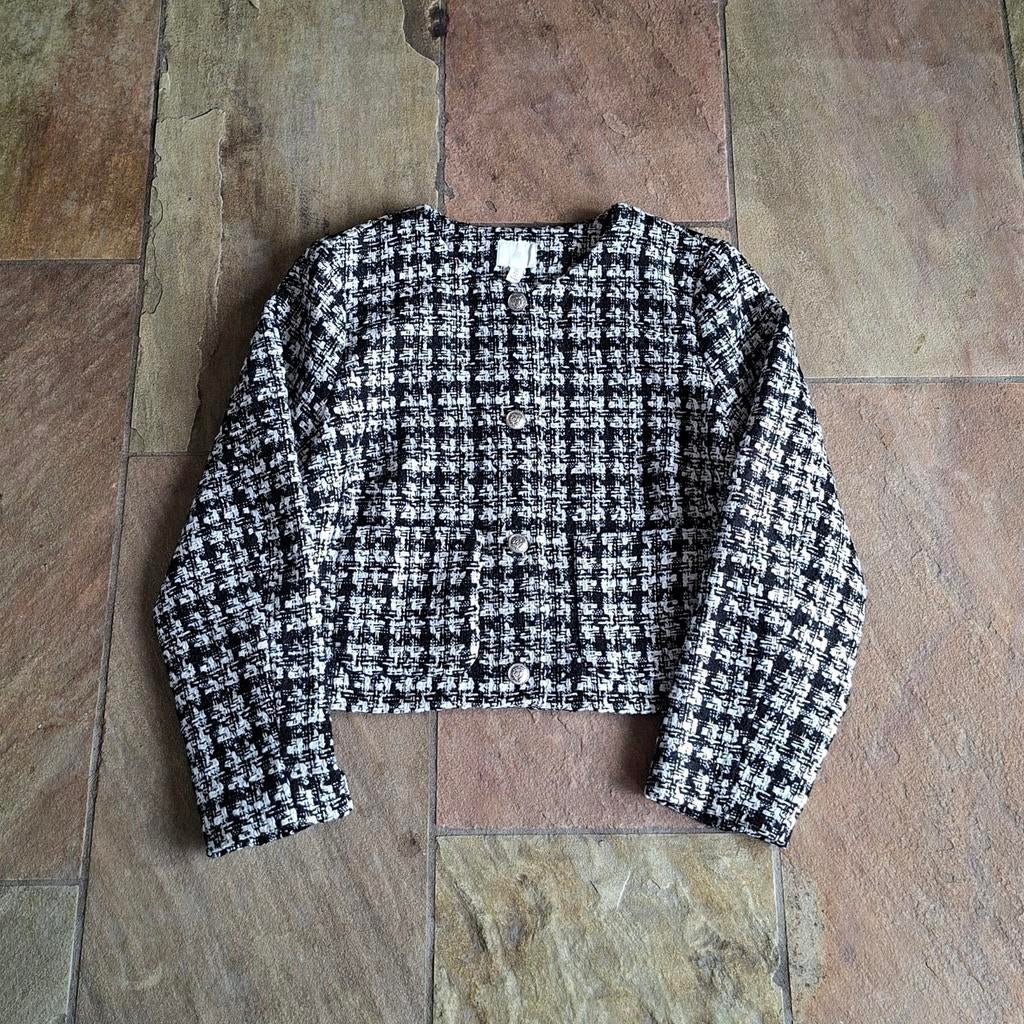 Bouclé jasje - H&M - Maat L, H&M, Zwart, Maat 42/44 (L), Nieuw