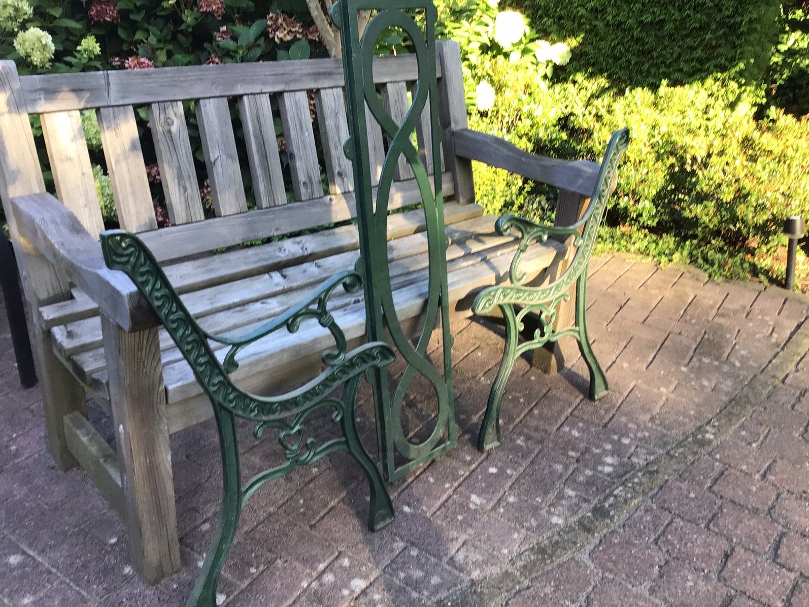 Gietijzeren rugleuning en steunen, Tuin en Terras, Tuinbanken, Ophalen, Zo goed als nieuw, Metaal