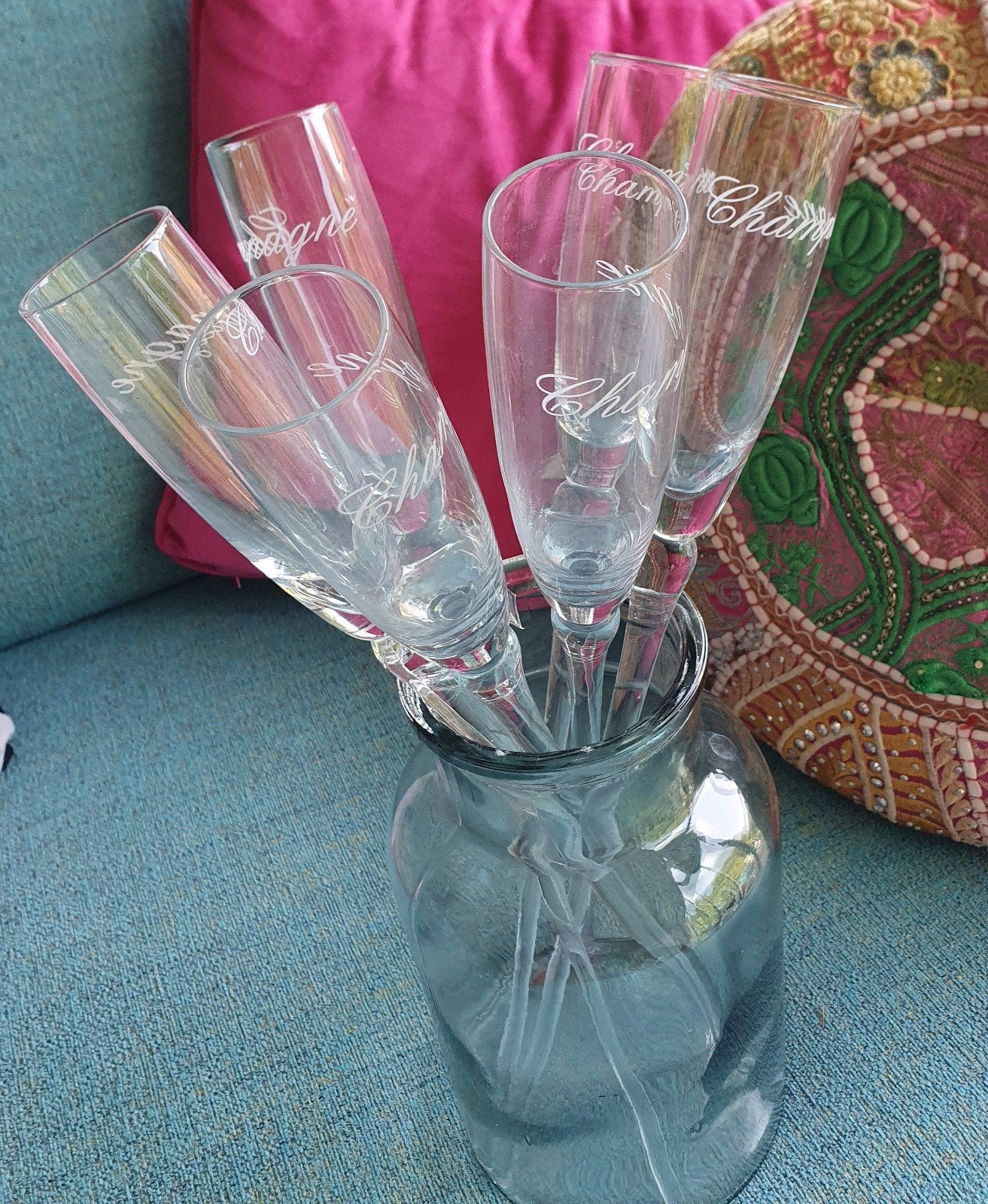 Set van 6 champagneglazen riviera maison, Ophalen, Overige merken, Glas, Overige typen