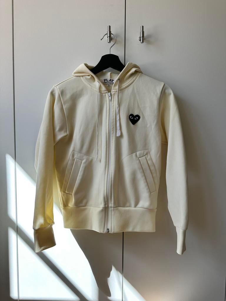 Commes des Garçons PLAY Hoodie Gebroken Wit Maat S, Ophalen, Gedragen, Maat 36 (S), Wit