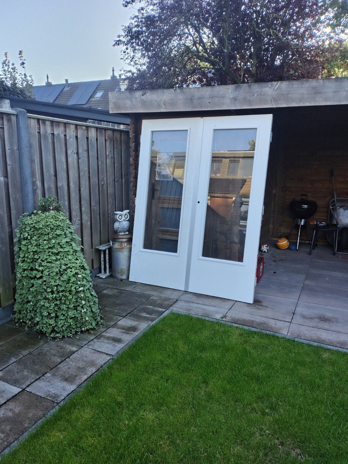 Dubbele tuindeuren met glas, Ophalen, Gebruikt, Minder dan 80 cm, Buitendeur