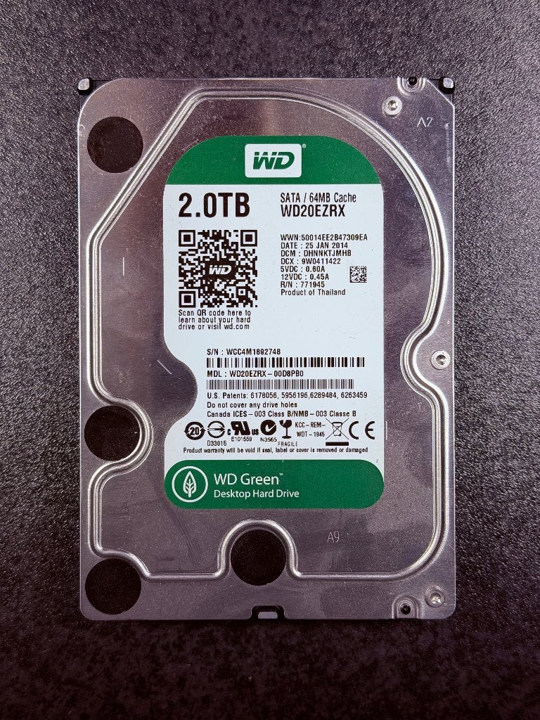 WD 2TB HDD - 3.5" SATA - WD20EZRX - 2 beschikbaar, Computers en Software, Harde schijven, Intern, 2TB, Gebruikt, Desktop