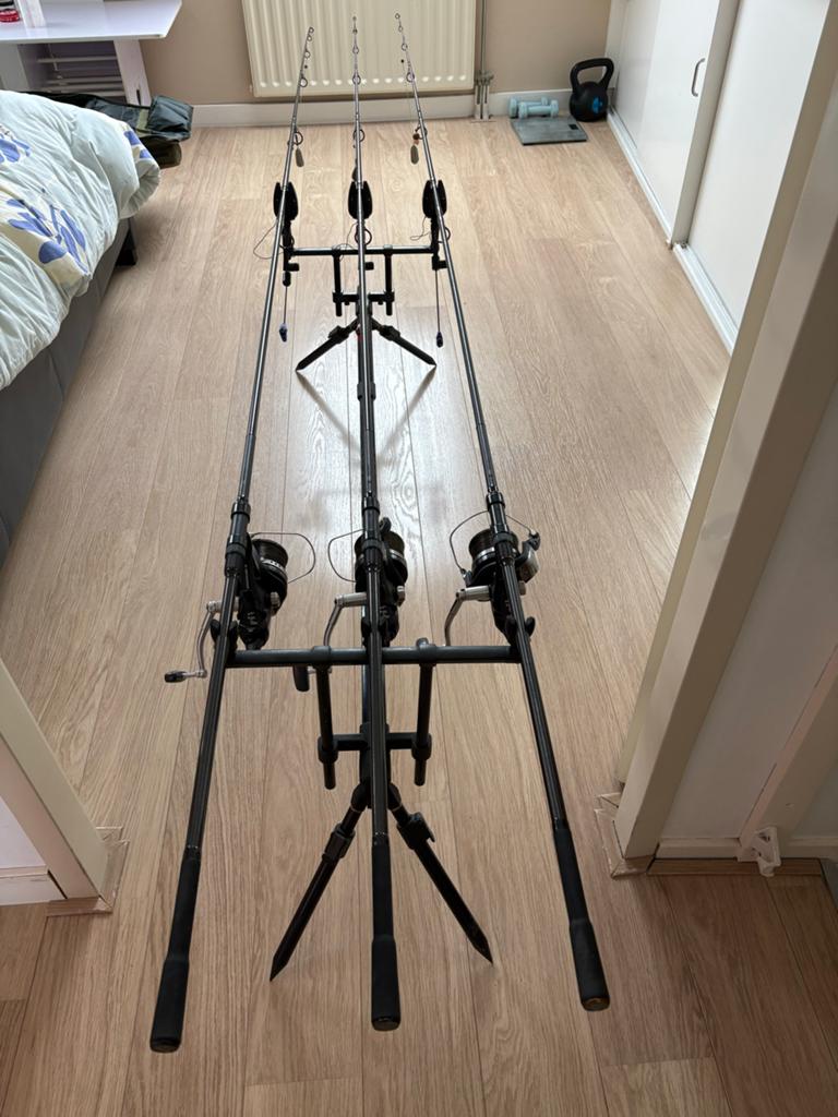 Complete karperset: Fox, Shimano, Solar - Z.g.a.n. en nieuw, Ophalen, Zo goed als nieuw, Complete hengel
