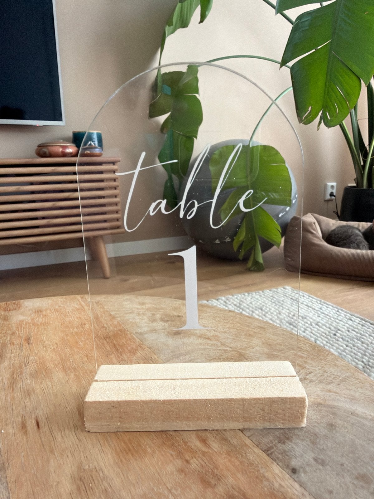 Set van 20 tafelnummers met houten houders, Ophalen, Gebruikt, Kunststof, Modern
