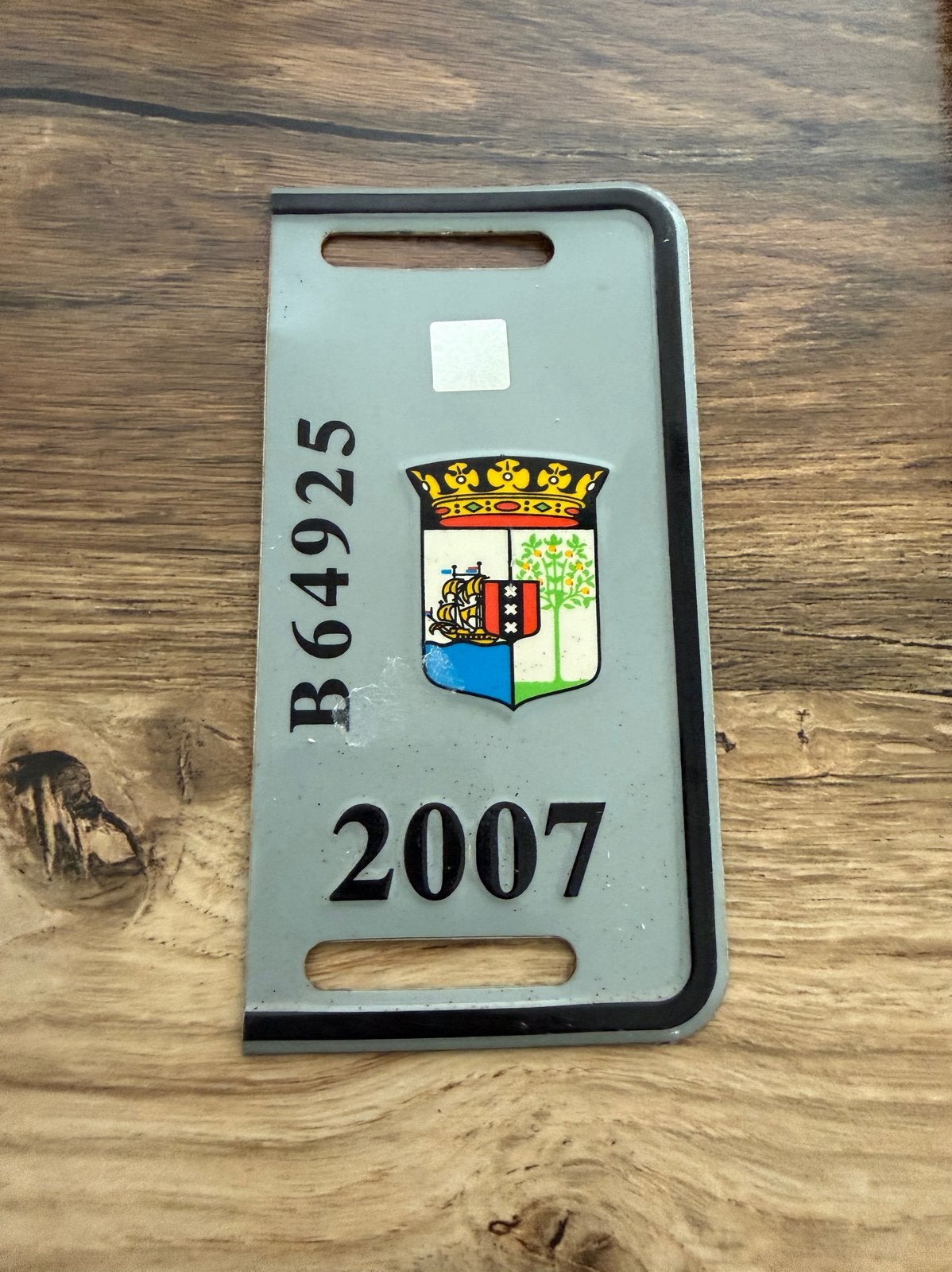 Oude plaat 2007 B64925 met wapenschild, Ophalen of Verzenden, Gebruikt