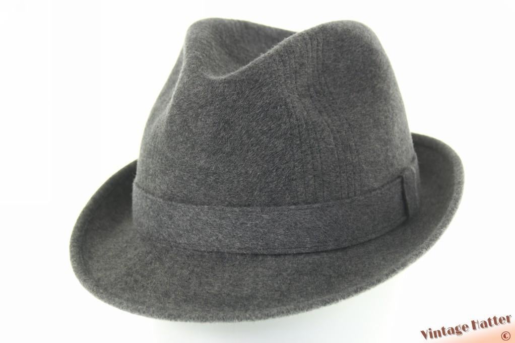 Vintage Gleufhoed Benet gemengd grijs wolvilt 57, Benet - The English Style, Hoed, Ophalen of Verzenden, 57 cm (M, 7⅛ inch) of minder