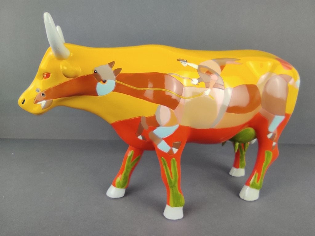 CowParade/Cow Parade Koe “No Rumbo Da Vente” LARGE, Antiek en Kunst, Ophalen of Verzenden, Beschilderd, Beeld, Meerkleurig