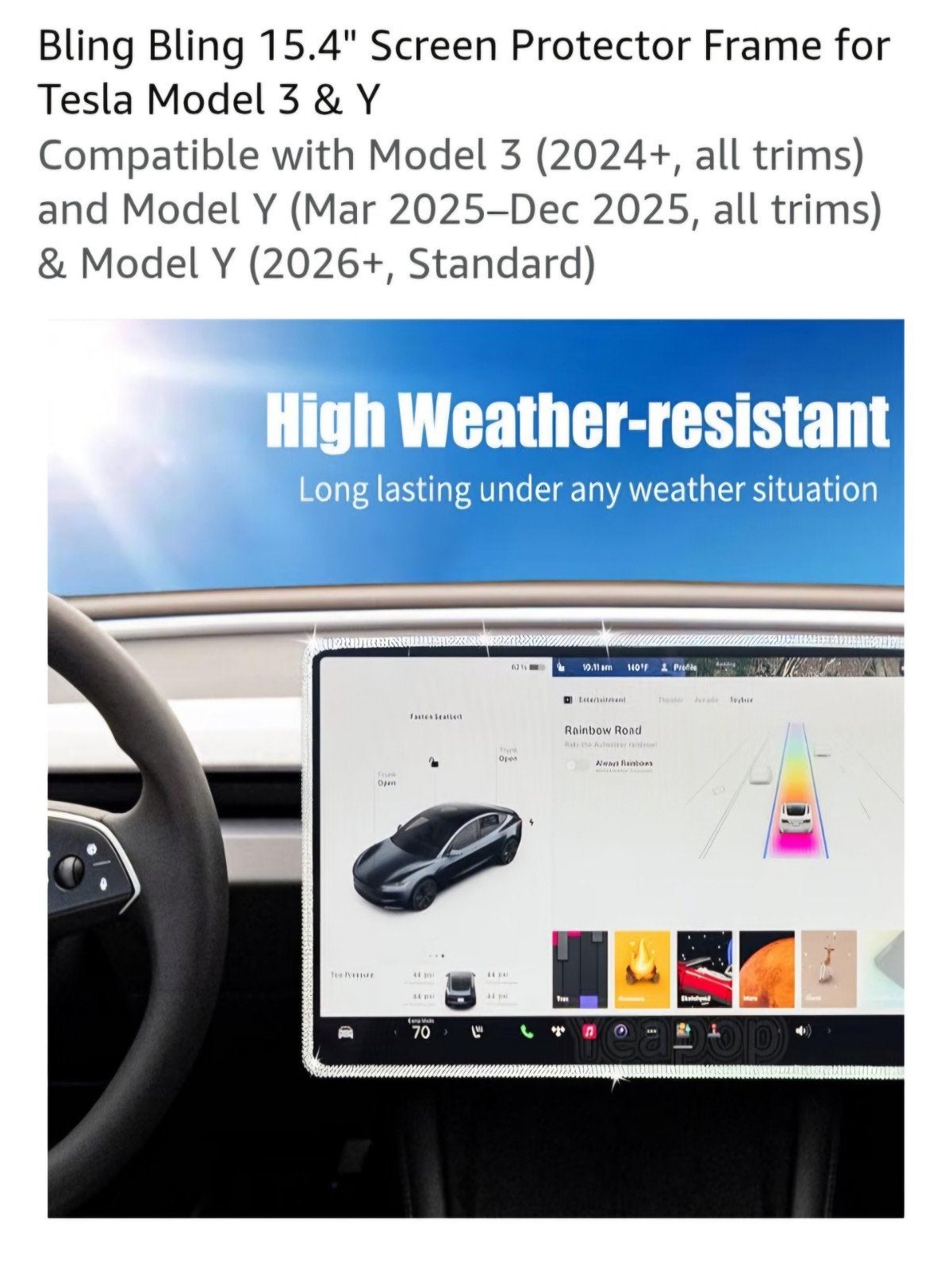 Foto 5 van Bling Bling 15.4" Screen Protector Frame Tesla Model 3 & Y