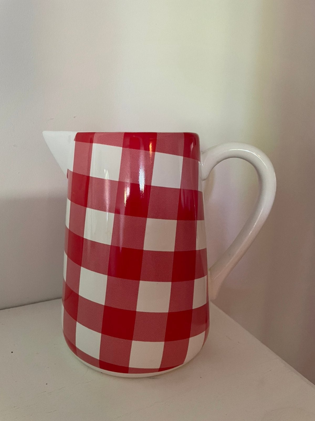 Kan rood wit geblokt At home with Marieke geruite karaf, Gebruikt, Overige merken, Verzenden, Overige typen