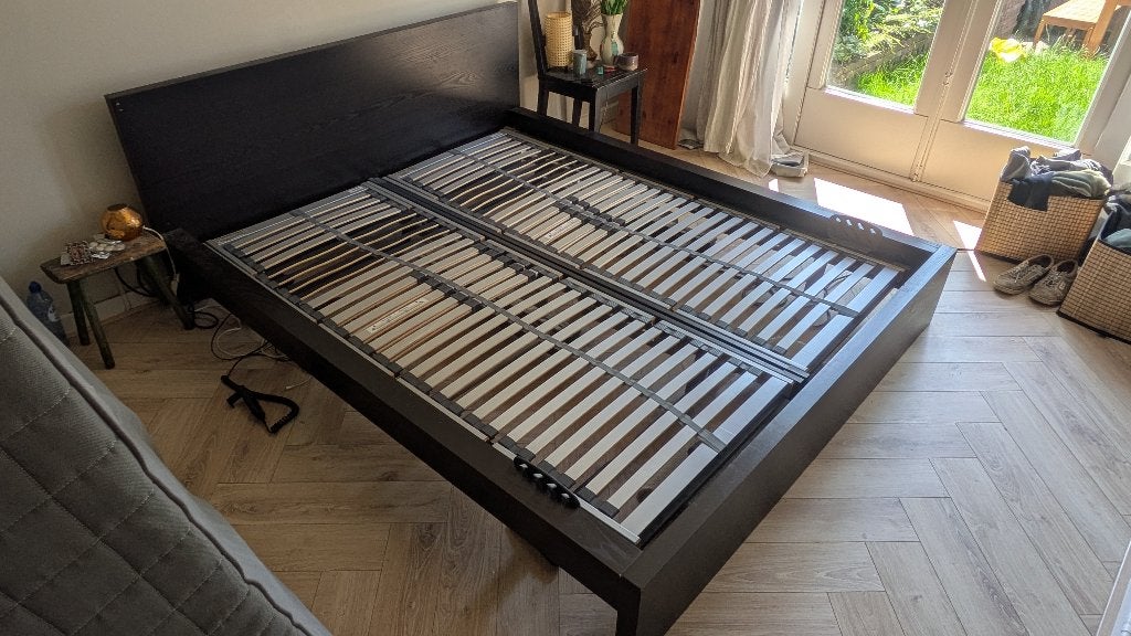 IKEA Malm bed zwart 160x200 gratis op te halen, Ophalen, Gebruikt, Zwart, Tweepersoons