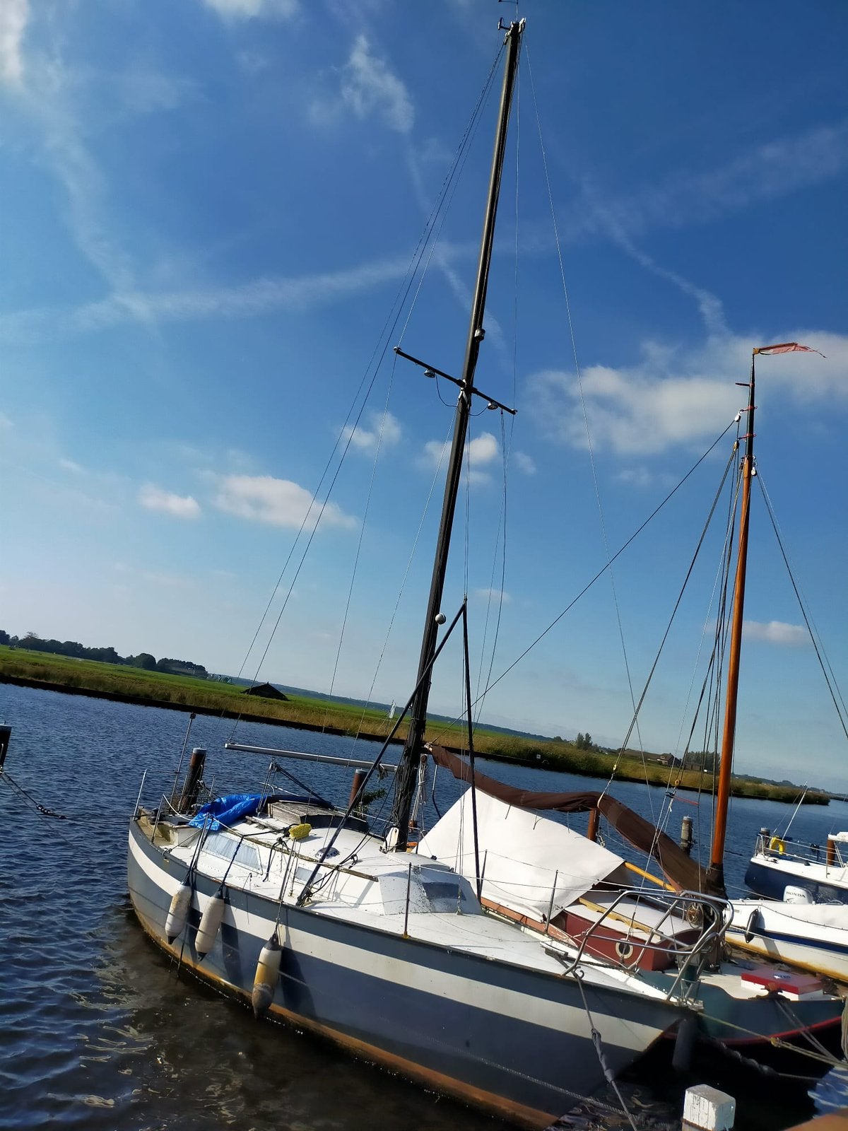 Mast met giek en verstaging, Ophalen of Verzenden, Gebruikt, 6 meter of meer, Minder dan 15 m²