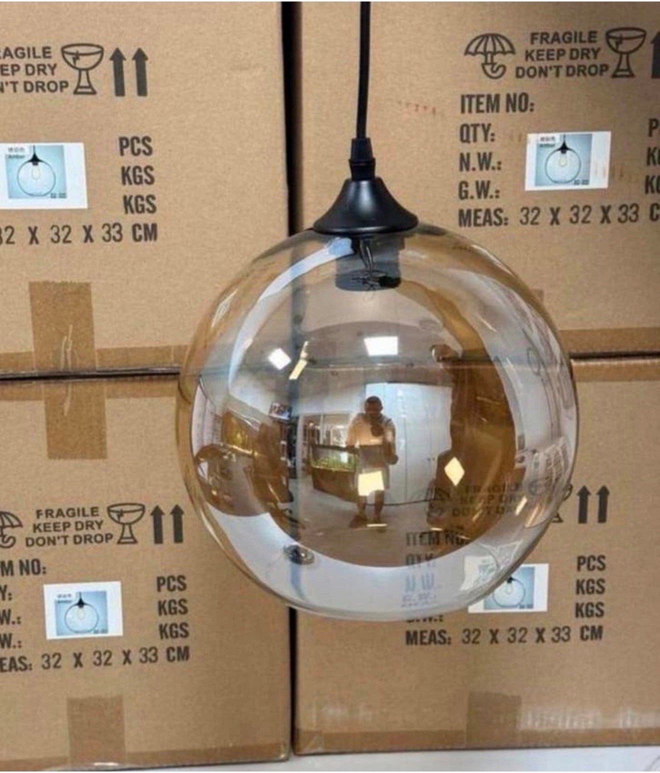 NIEUW Moderne amber kleur glas glazen bolvormige hanglamp, P, Bol, P, P