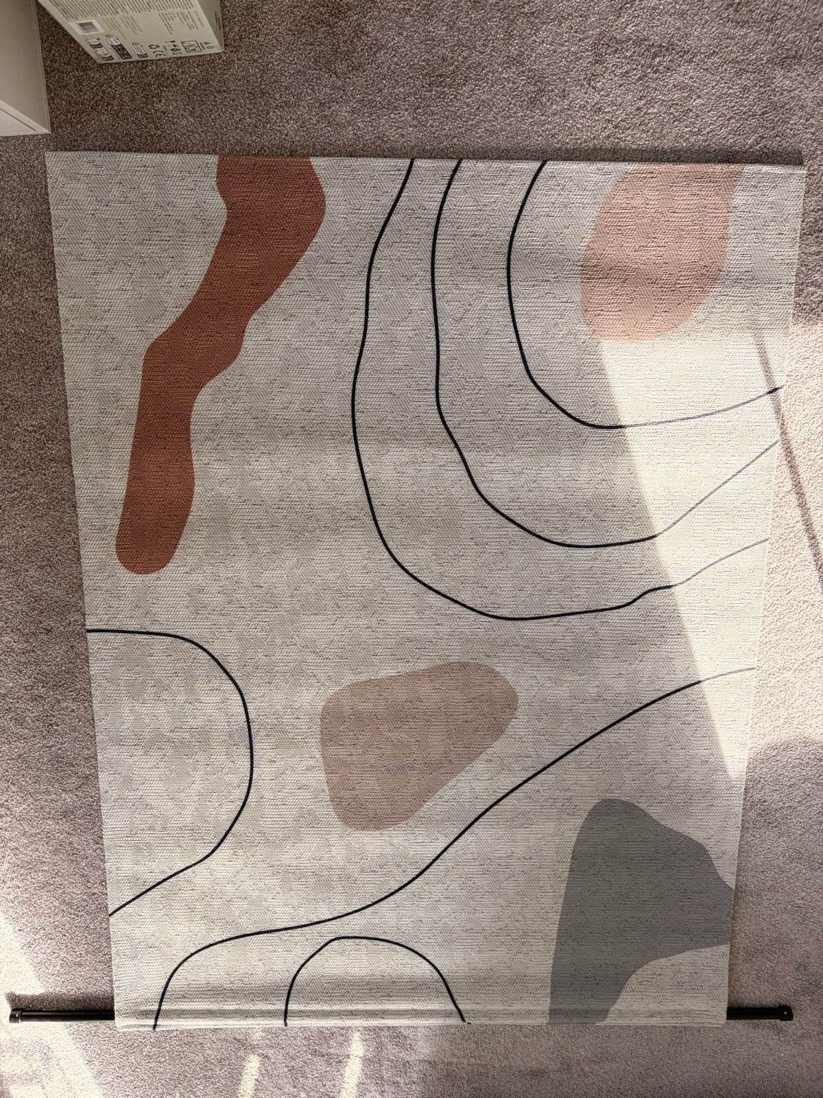 Wandkleed met abstracte vlekken in terra, zalm en groen/blau, Ophalen, Meerkleurig, Zo goed als nieuw, Modern