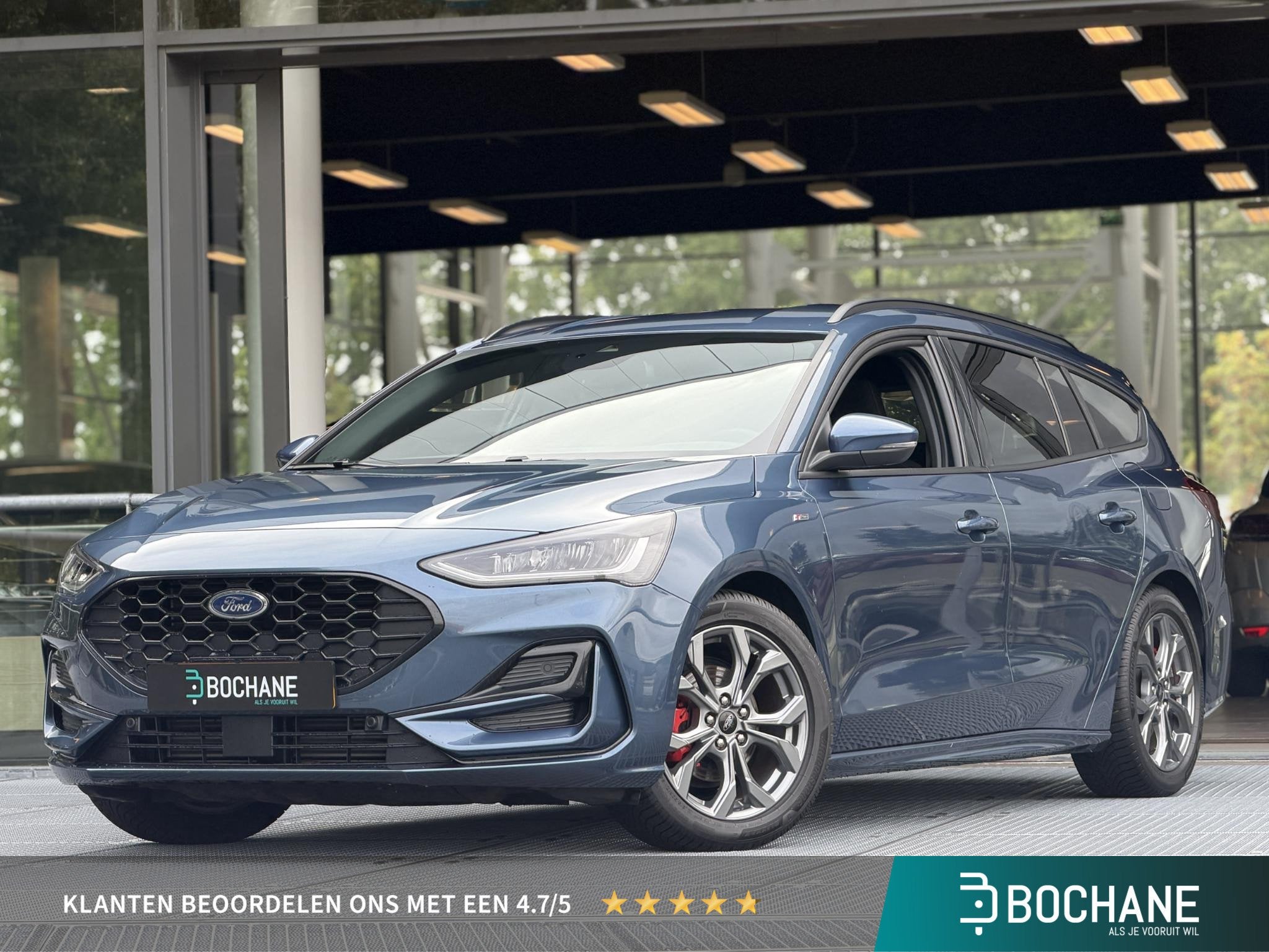 Ford Focus Wagon 1.0 EcoBoost Hybrid ST Line X Automaat 155P, Auto's, Stof, Gebruikt, Euro 6, Blauw