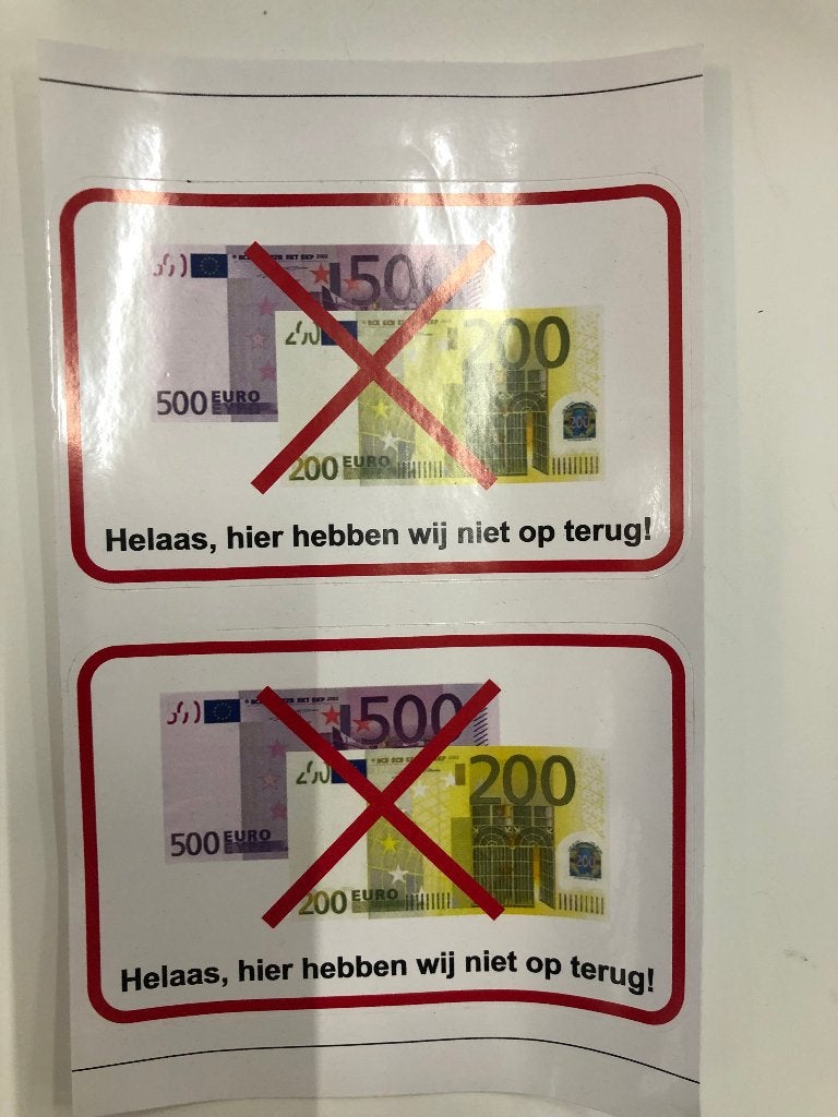 Raamsticker 200 / 500 euro biljetten, Ophalen of Verzenden, Nieuw