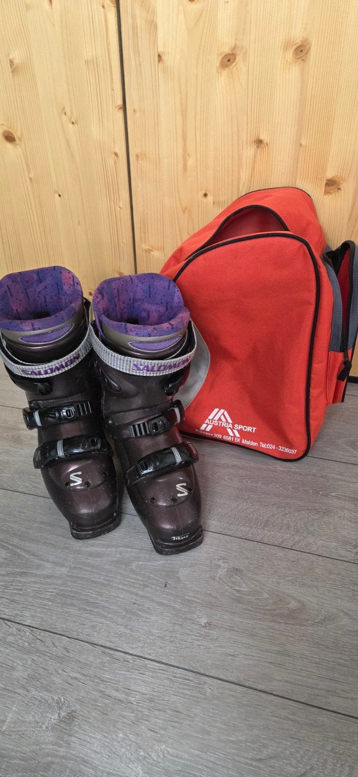 Salomon Optima ski schoenen met tas, 160 tot 180 cm, Gebruikt, Schoenen, Skiën