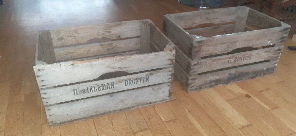 Houten fietskrat. Kist. Origineel bollen kistje. 2 stuks, Ophalen, Nieuw, Fietskrat