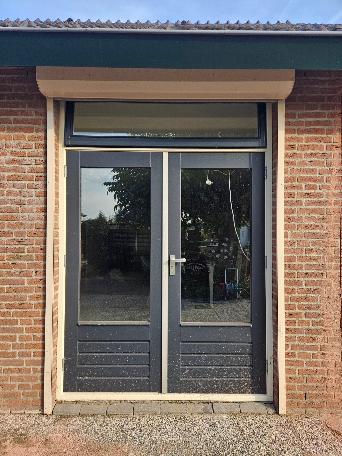 Hardhouten kozijn met dubbele openslaande deuren, Ophalen, 200 cm of meer, 200 cm of meer
