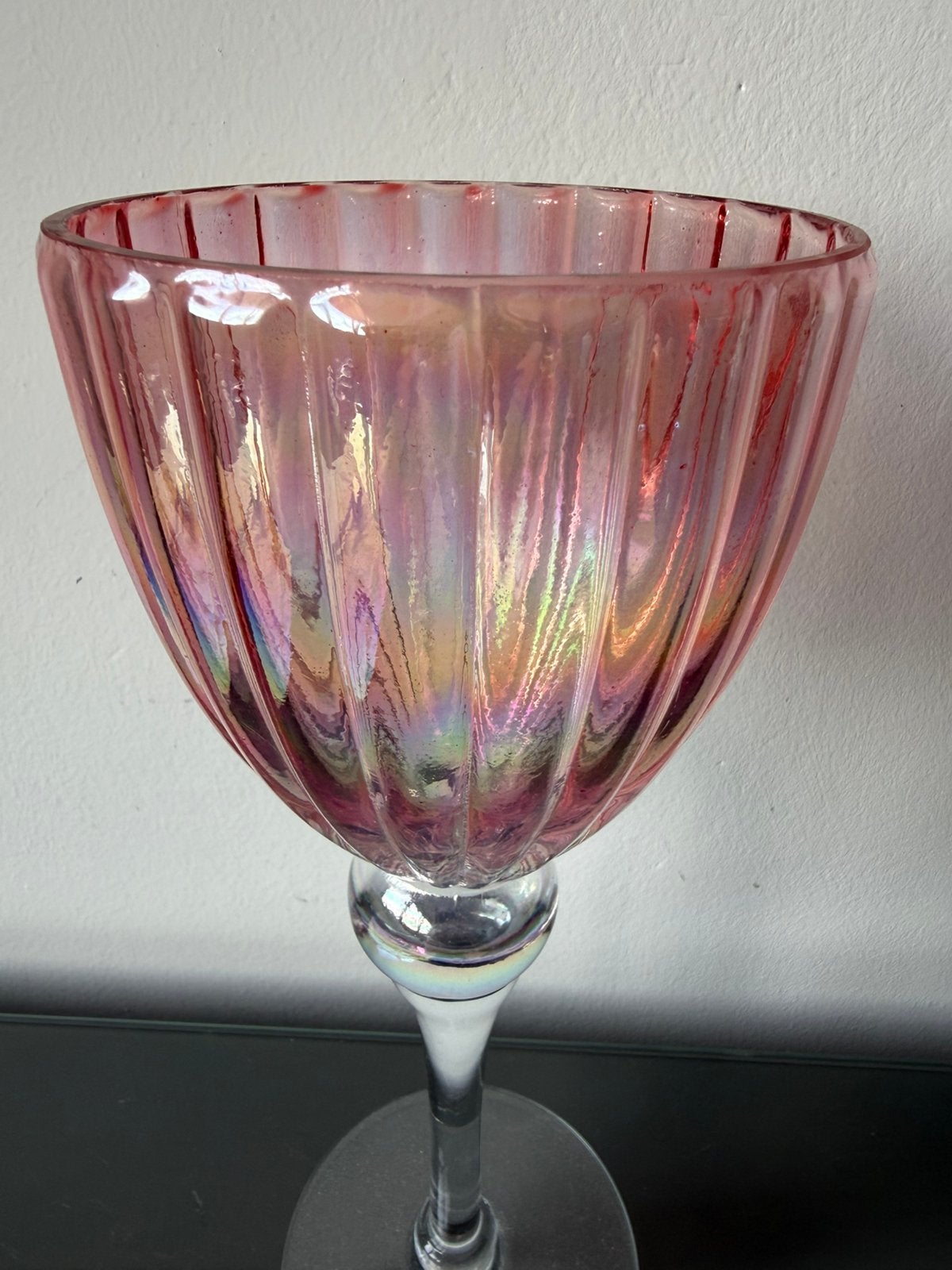 Windlicht kandelaar Boltze Pinky iriserend roze, Nieuw, Ophalen of Verzenden, Glas, Roze