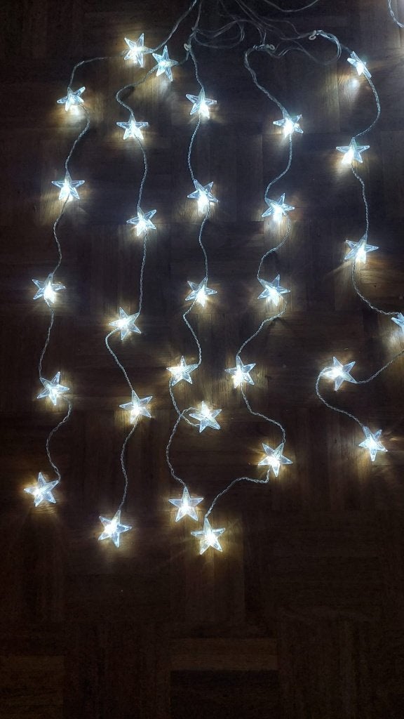 2 LED gordijn - Kerst - helder licht - sterren / sneeuwvlok, Ophalen of Verzenden, Gebruikt