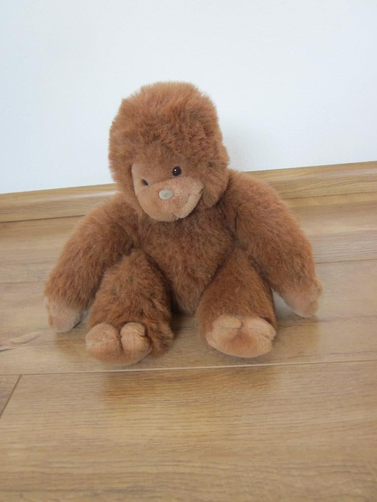 Hema bruin langharig zacht pluche aap knuffel kunststof ogen, Ophalen of Verzenden, Zo goed als nieuw, Overige typen