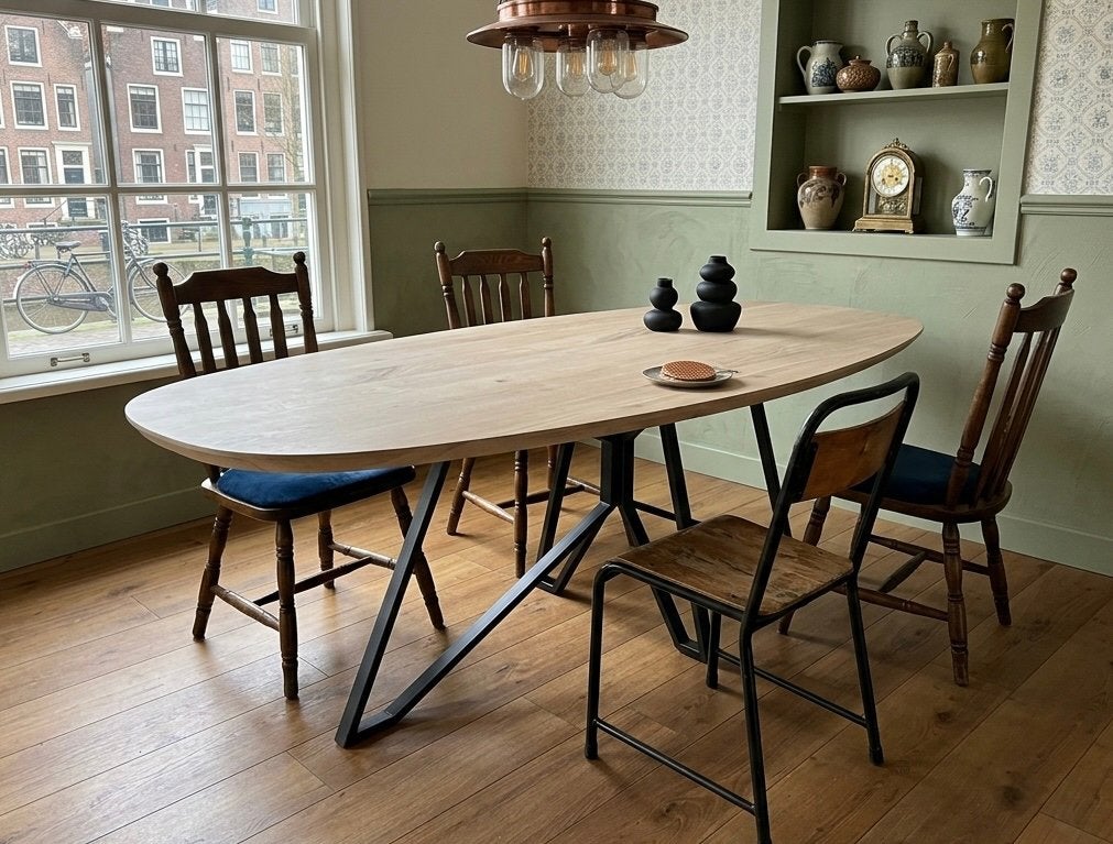 Eiken deens ovale tafel eettafel MAATWERK Eikenhout