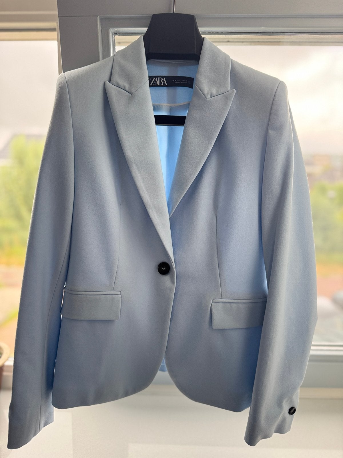 ZARA Lichtblauw Pak - Jasje en Broek, Kostuum of Pak, Blauw, Ophalen of Verzenden, Zo goed als nieuw