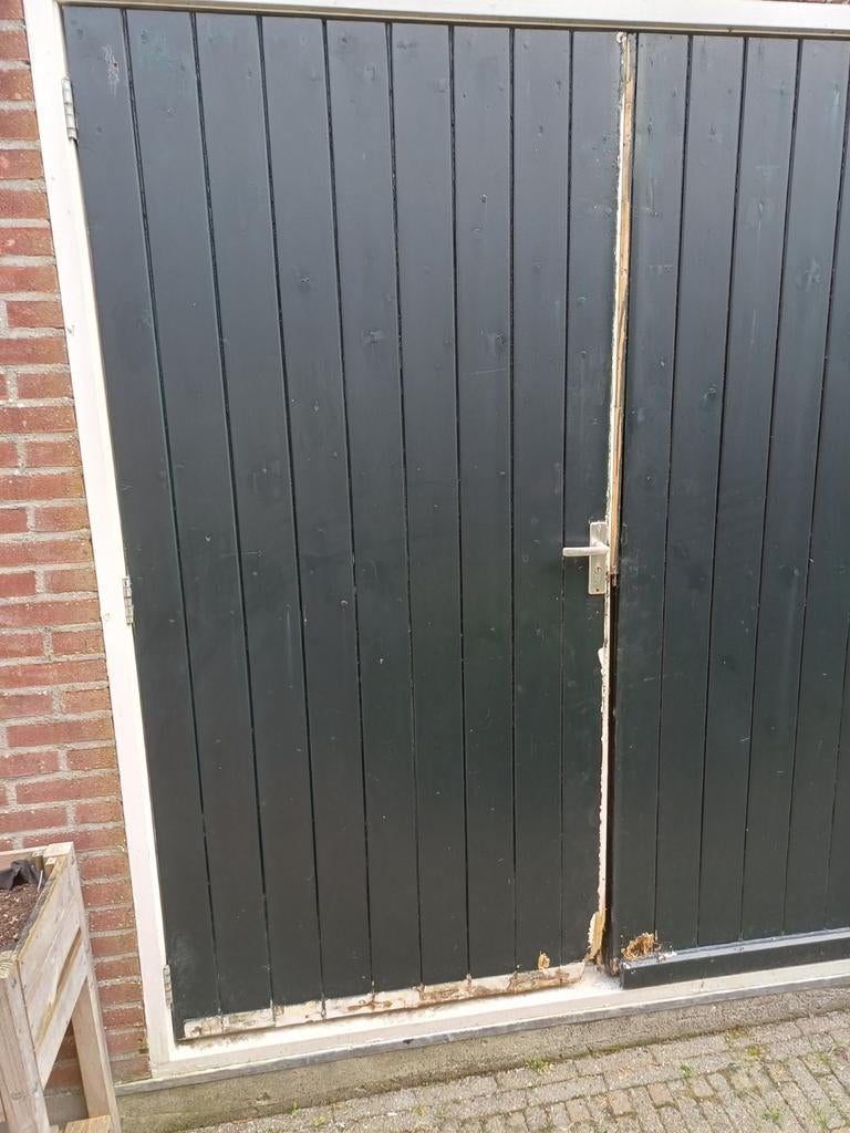 Gebruikte dubbele houten garagedeur, Gebruikt, 120 cm of meer, Garagedeur, Ophalen of Verzenden
