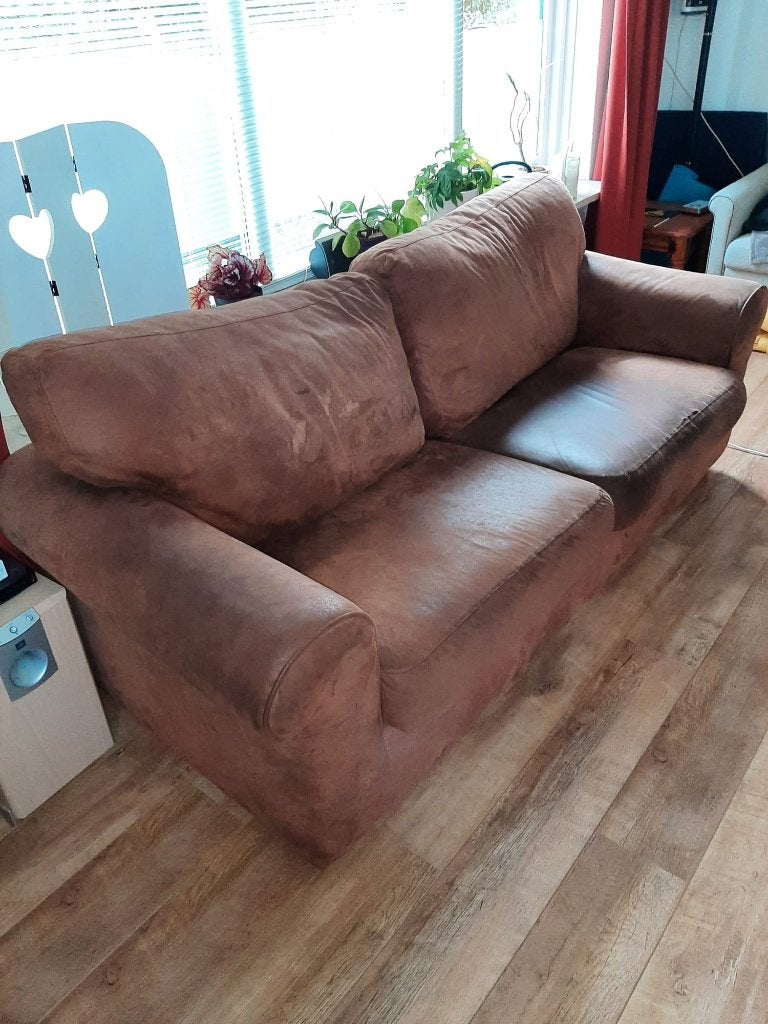 BANK bruin, Ophalen, Gebruikt, Driepersoons, 75 tot 100 cm
