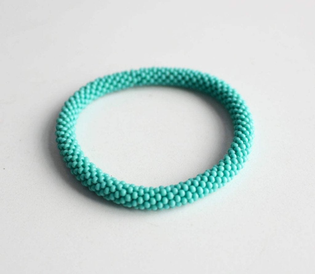 Glaskralen armband - zeeschuim groen - RB057, Overige materialen, Overige kleuren, Verzenden, Nieuw
