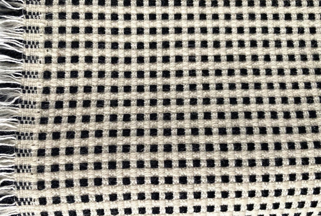 De Ploeg Odda; crème + zwart; restant vintage meubelstof, Wol, Meerkleurig, 120 cm of meer, Nieuw
