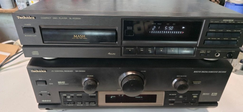 Technics CD-speler SL-PD200A & Receiver SA-DX950, Gebruikt, Losse componenten, Cd-speler, Ophalen