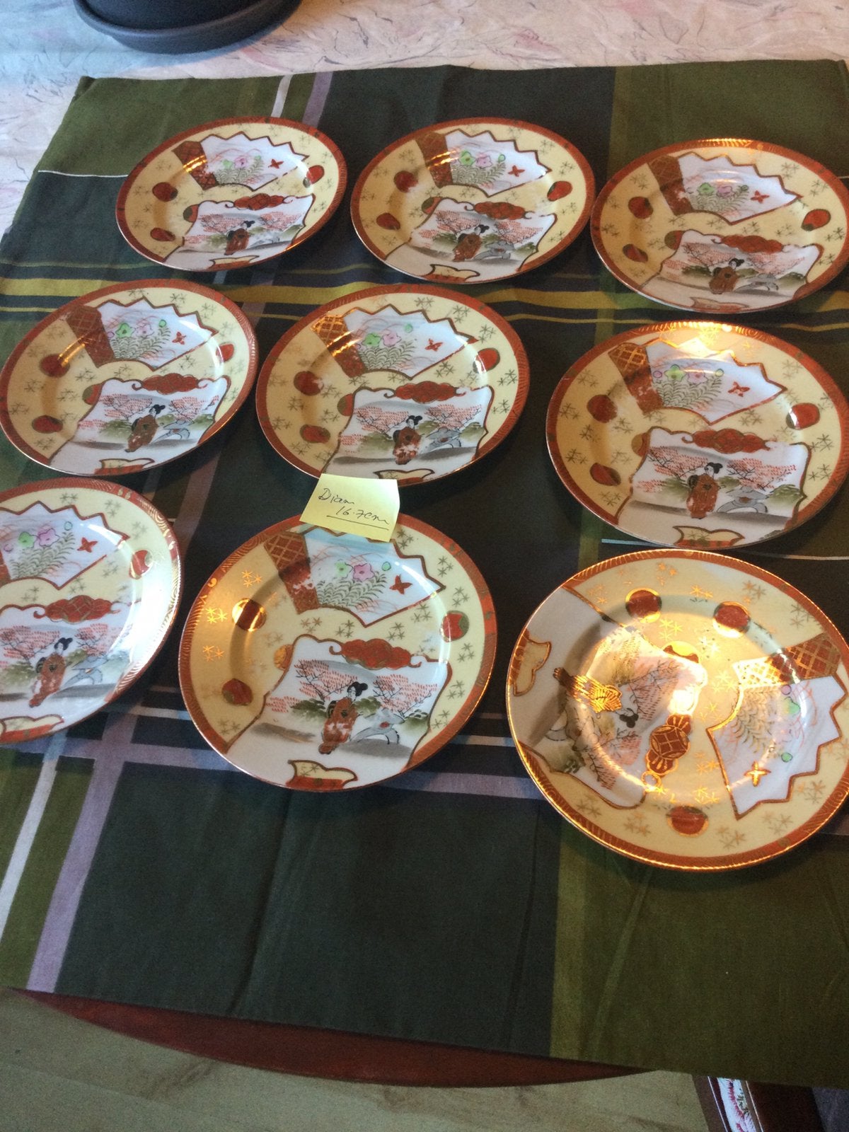 9x vintageJapanse borden in perfect staat. Diam 16,7cm, Antiek en Kunst, Ophalen of Verzenden