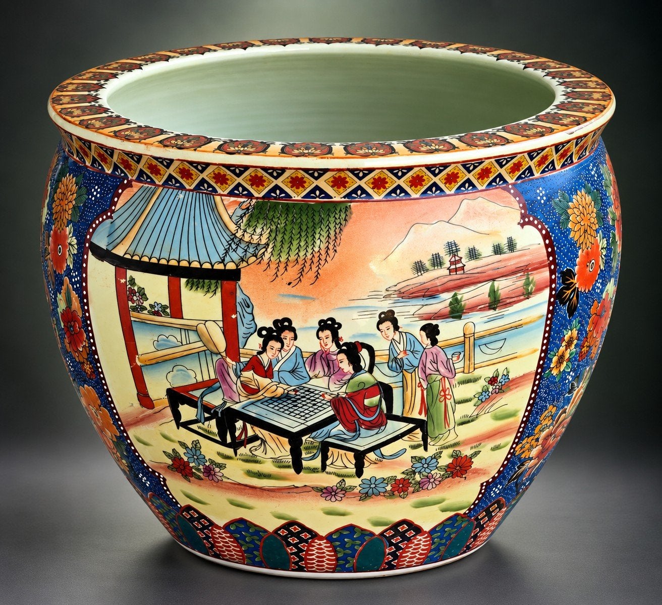 Grote Chinese porseleinen vissenkom / plantenpot, Antiek en Kunst, Ophalen of Verzenden