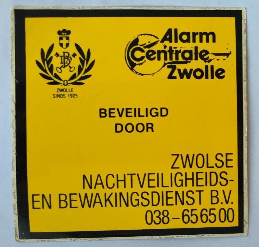 Sticker Alarm Centrale Zwolle, Ophalen of Verzenden, Zo goed als nieuw, Bedrijf of Vereniging